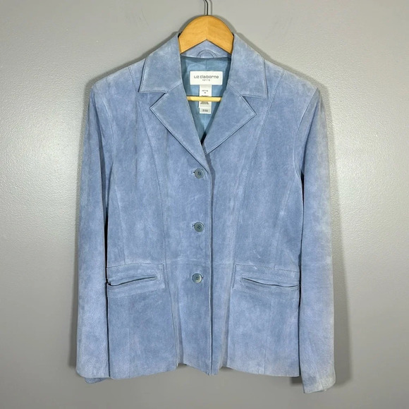 Liz Claiborne 100% Suede Women’s Blazer Size Medium Petite - Picture 1 of 12